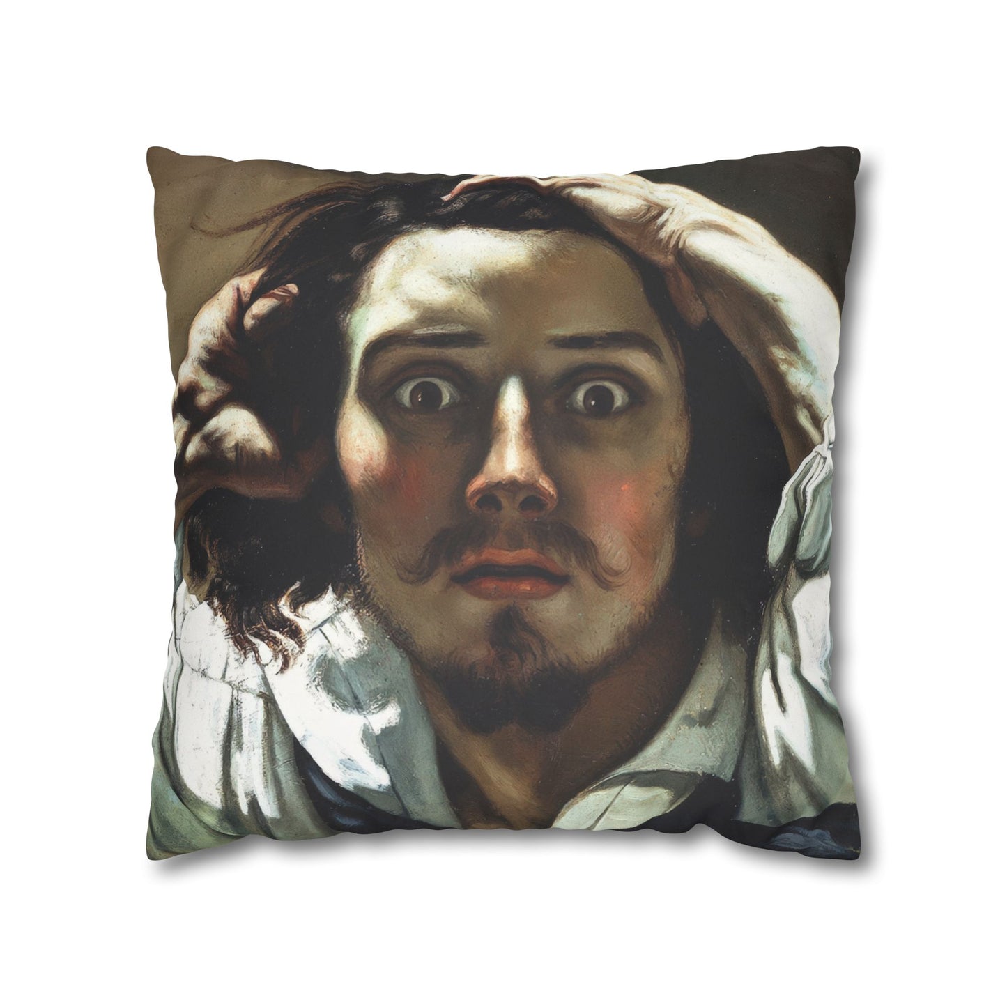 Courbet, Gustave - The Desperate Man (1843) - Suede Square Pillowcase