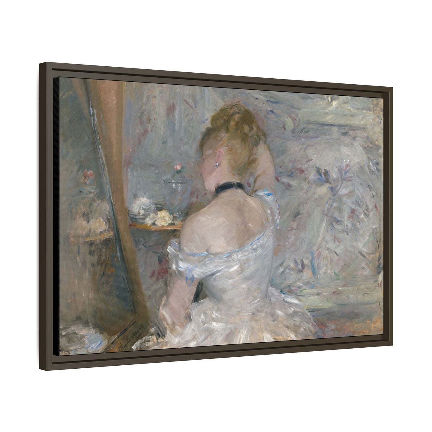 Morisot, Berthe - Woman at Her Toilette (1880) - Matte Canvas, Framed