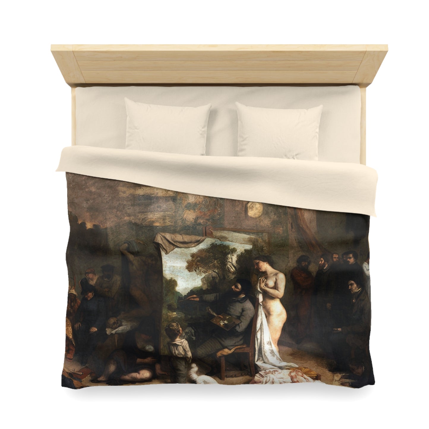 Courbet, Gustave - The Painter’s Studio (1855) - Microfiber Duvet Cover