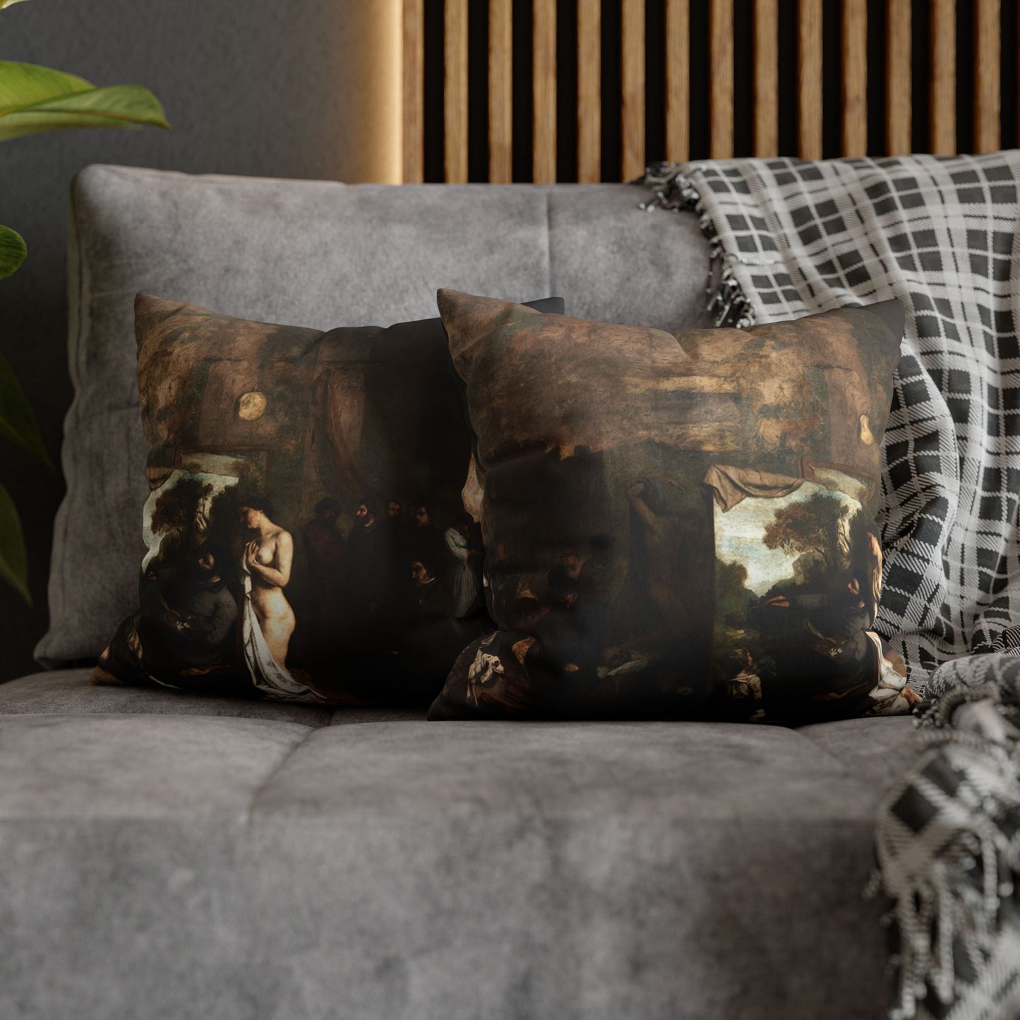 Courbet, Gustave - The Painter’s Studio (1855) - Suede Square Pillowcase
