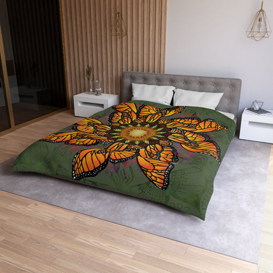 Pacio, Adam - Monarch Butterfly Mandala - Microfiber Duvet Cover