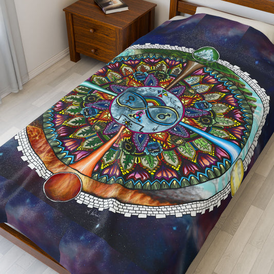Lunar Rites Mandala - Velveteen Plush Blanket