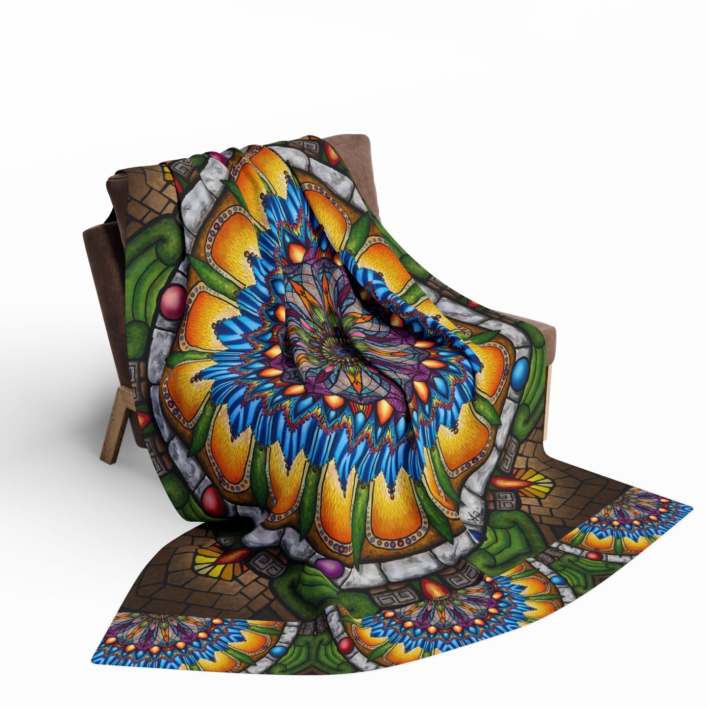 Pacio, Adam - Emerald Arrows Mandala - Arctic Fleece Blanket