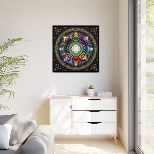 Mystic Jewel Mandala - Framed Matte Canvas