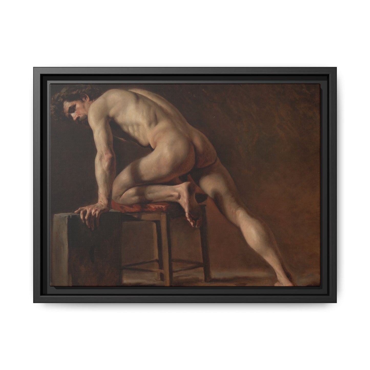 Courbet, Gustave - Study of a Nude Man (1840) - Matte Canvas, Framed