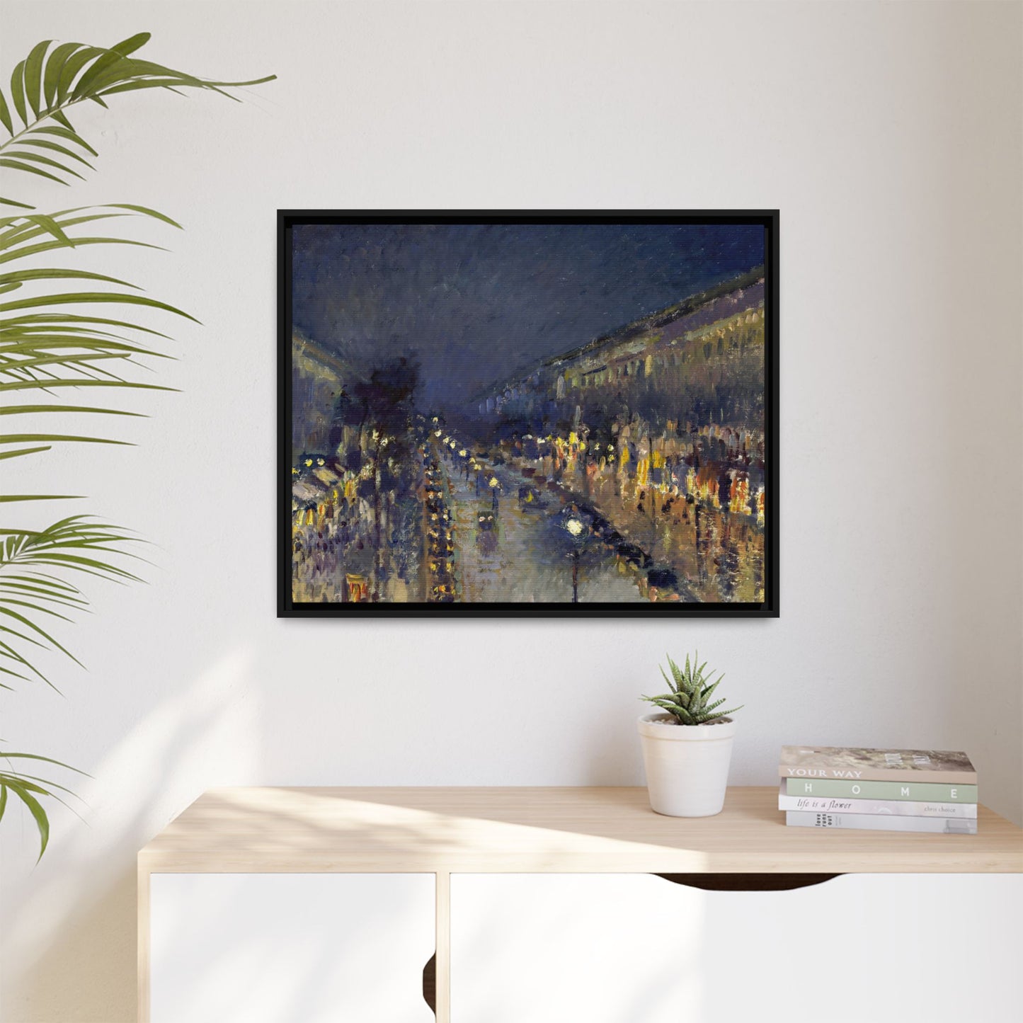 Pissarro, Camille - The Boulevard Montmartre At Night (1897) - Matte Canvas, Framed