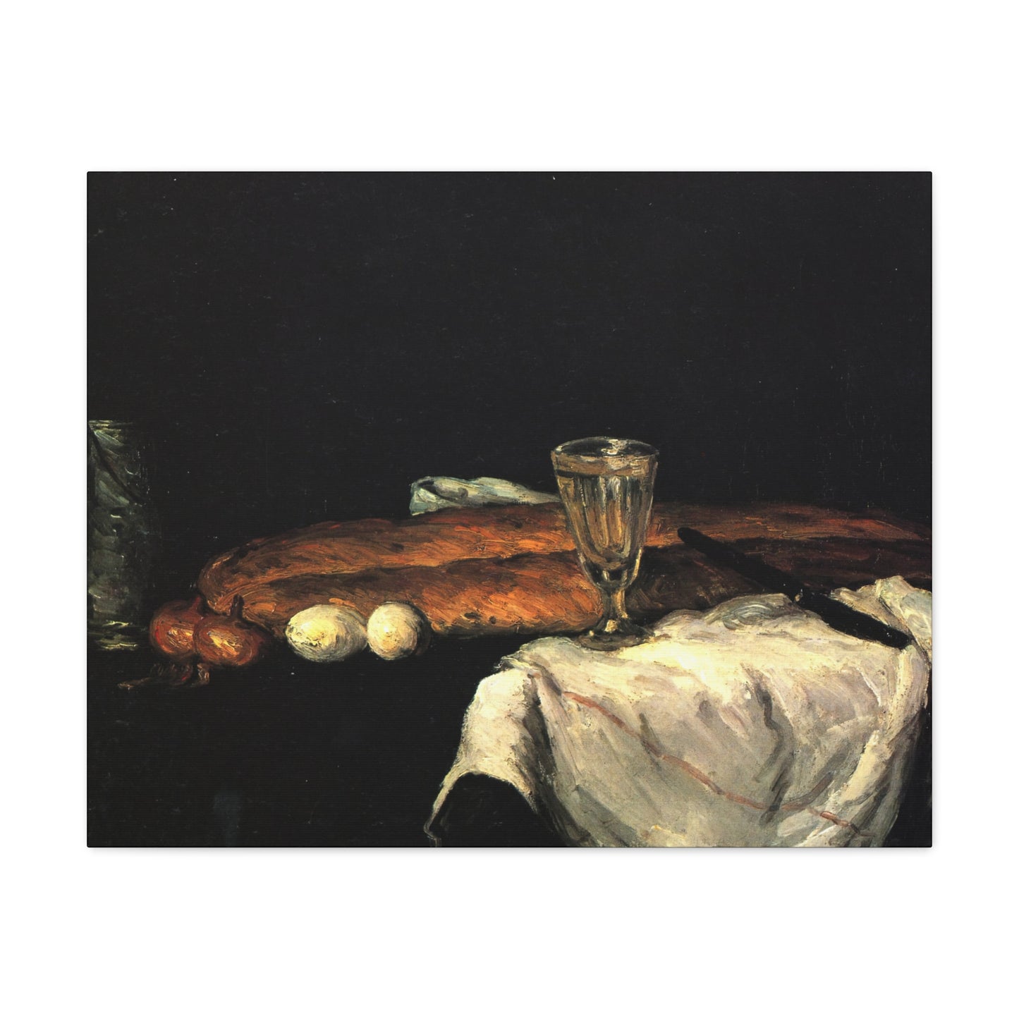 Cézanne, Paul - Still Life with Bread and Eggs (1865) - Canvas Block, unframed