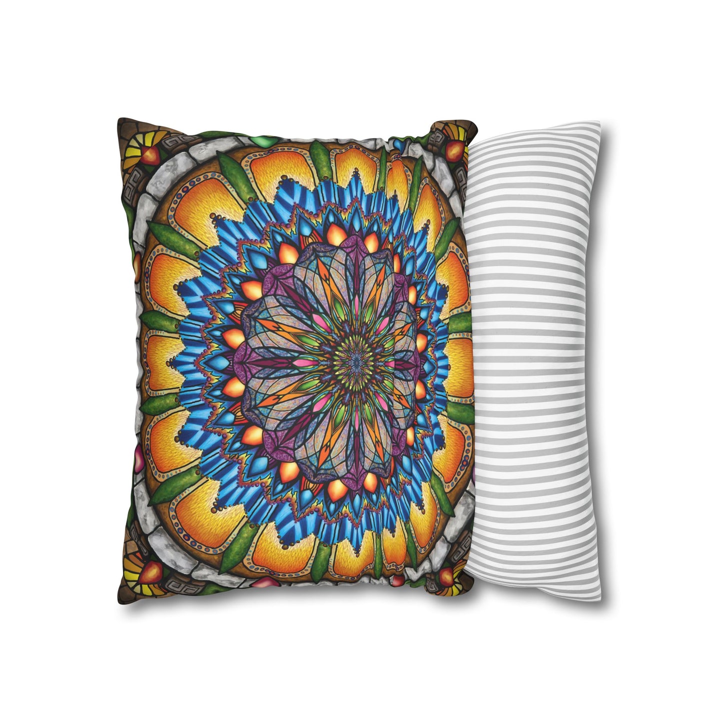 Pacio, Adam - Emerald Arrows Mandala - Suede Square Pillowcase