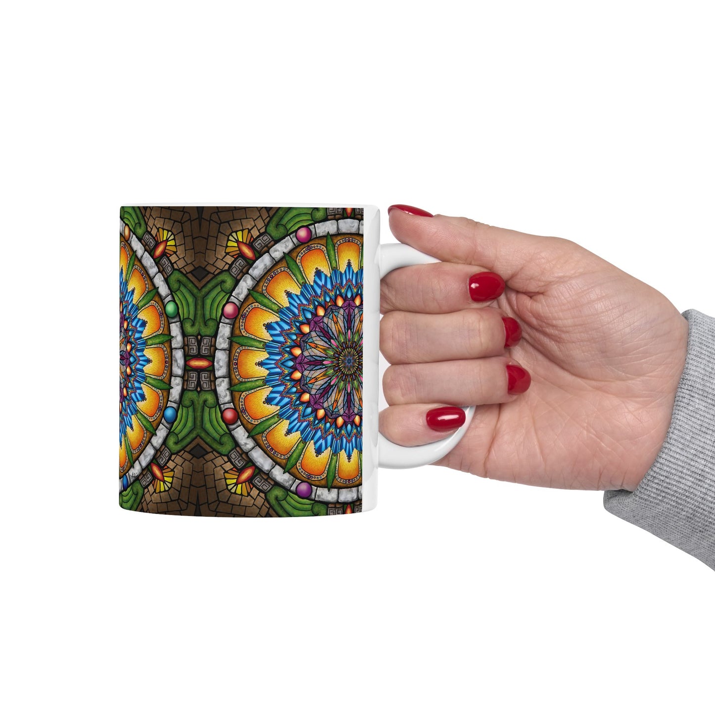 Pacio, Adam - Emerald Arrows Mandala - Ceramic Mug