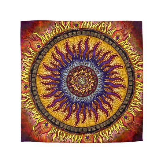 Solar Disc Mandala - Microfiber Duvet Cover