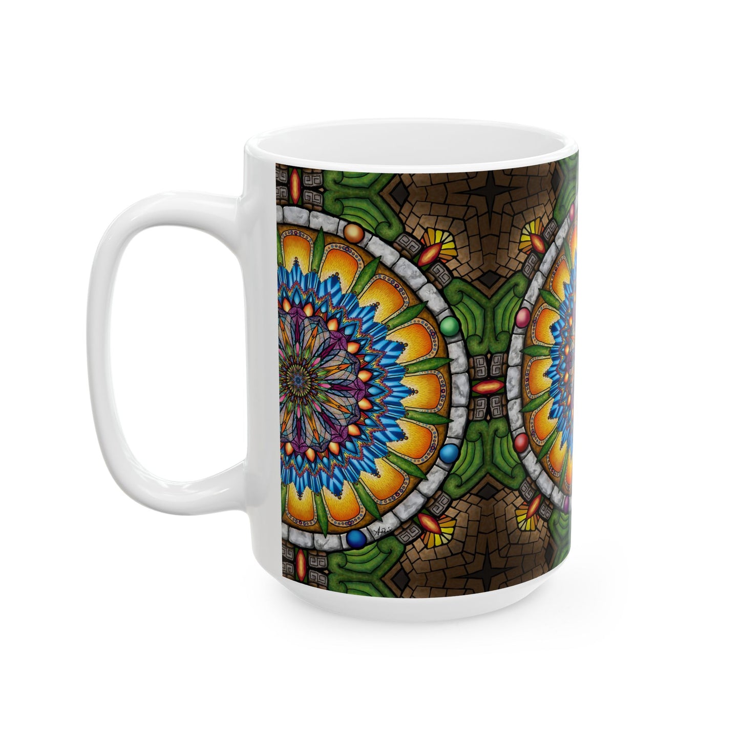 Pacio, Adam - Emerald Arrows Mandala - Ceramic Mug