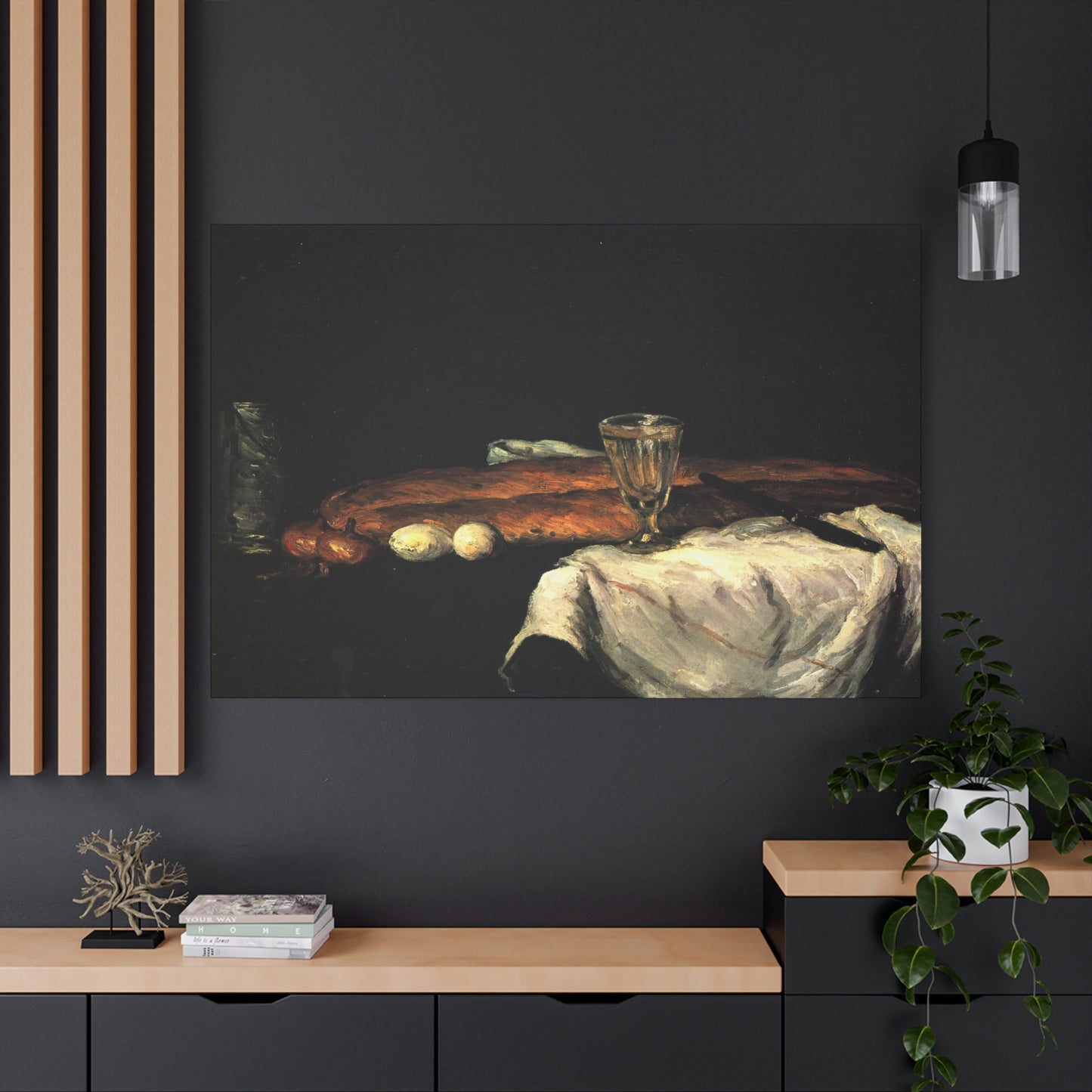 Cézanne, Paul - Still Life with Bread and Eggs (1865) - Canvas Block, unframed