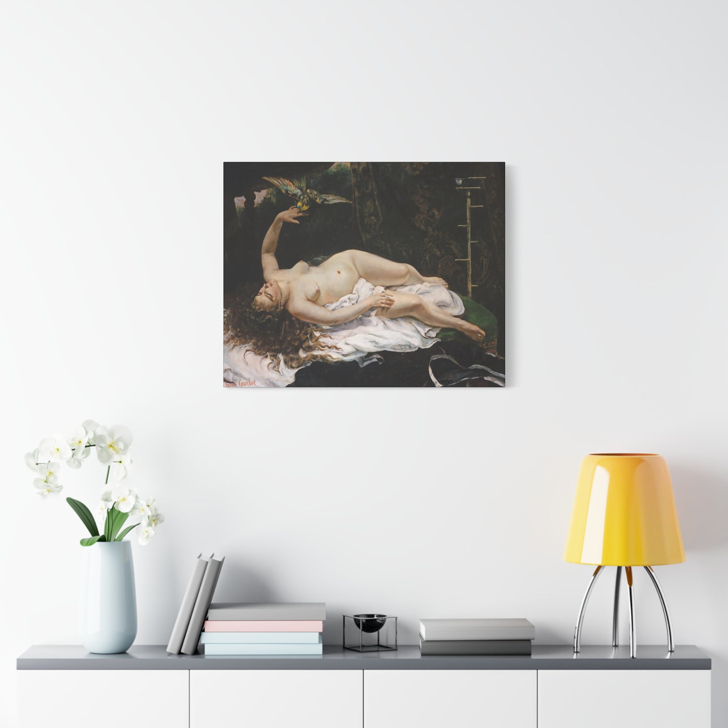 Courbet, Gustave - Woman with a Parrot (1866) - Canvas Block, unframed