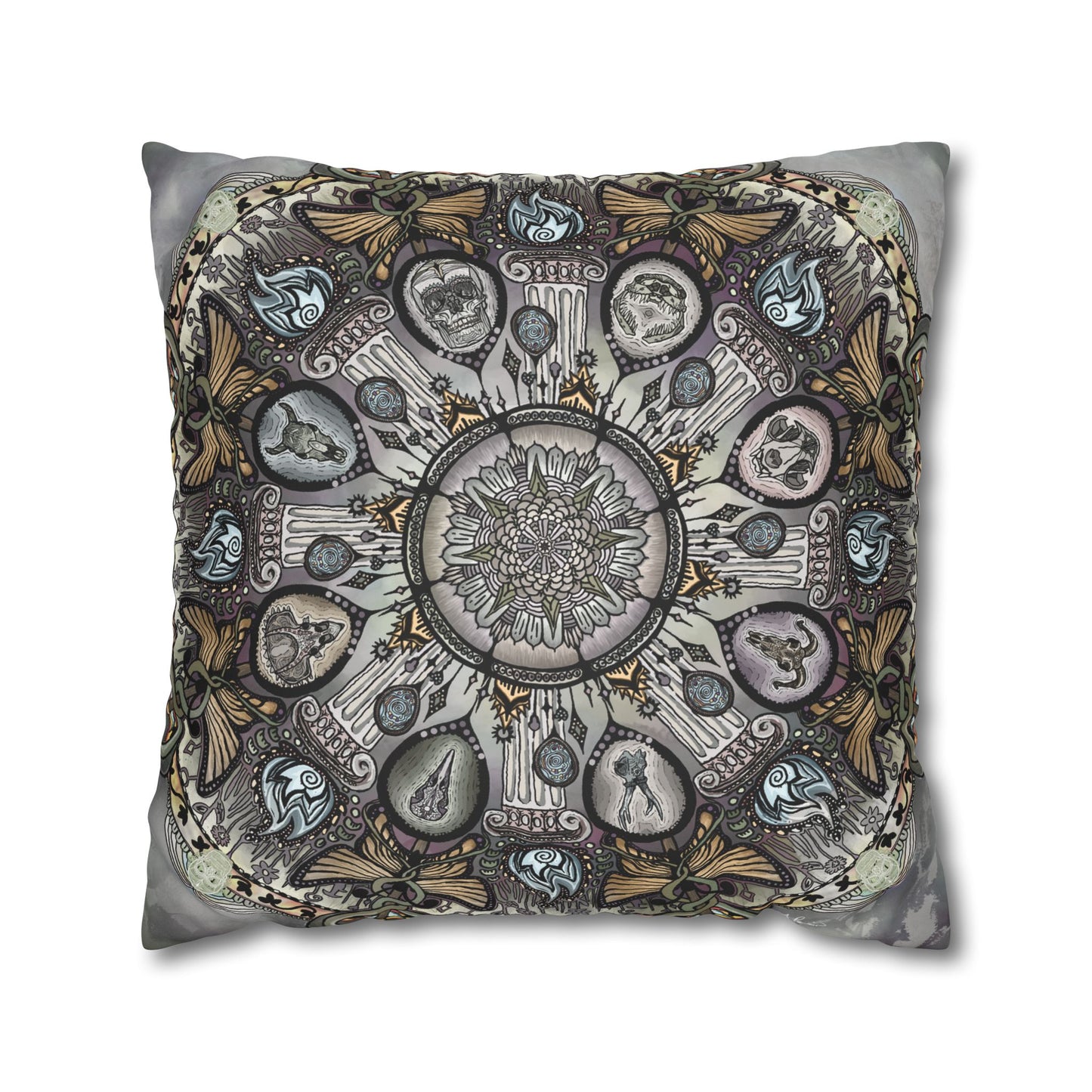 Pacio, Adam - Memento Mori Mandala - Suede Square Pillowcase