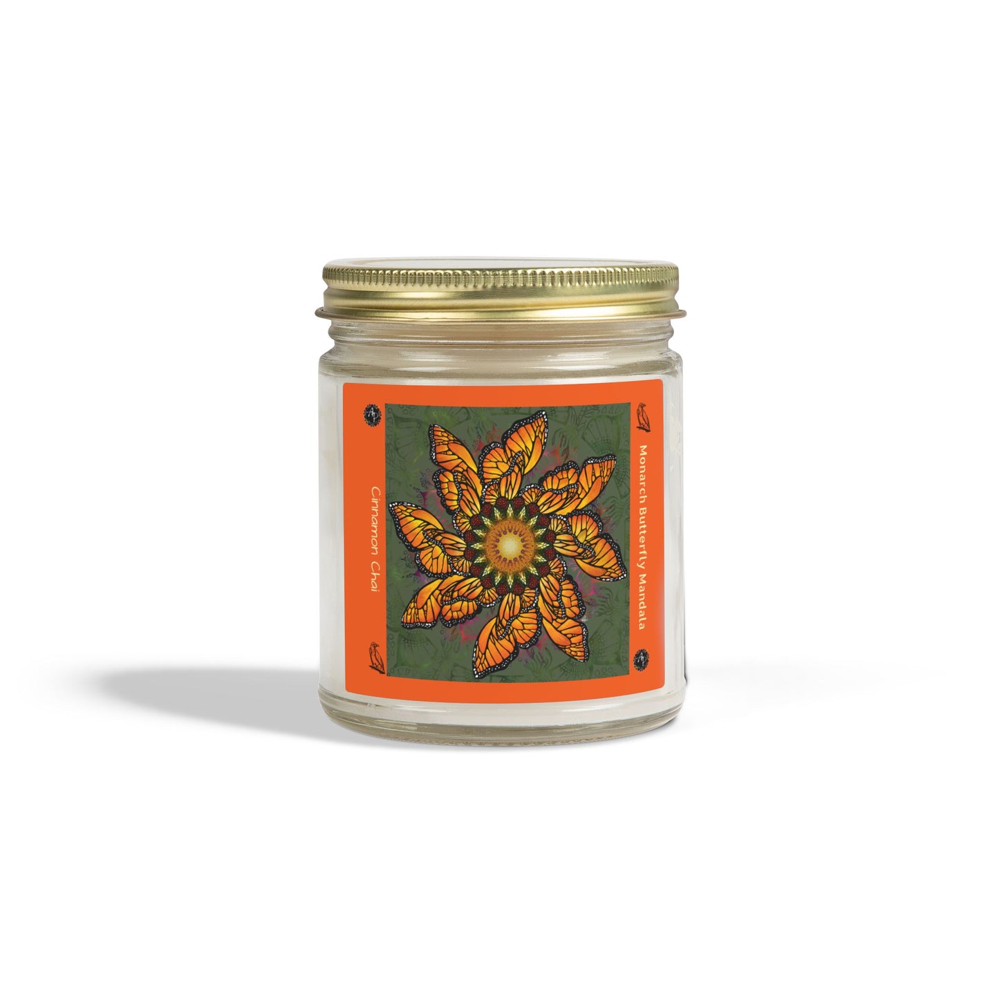 Monarch Butterly Mandala Scented Candle - Cinnamon  Chai (4oz, 9oz)