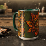 Monarch Butterfly Mandala - Colorful Accent Mugs