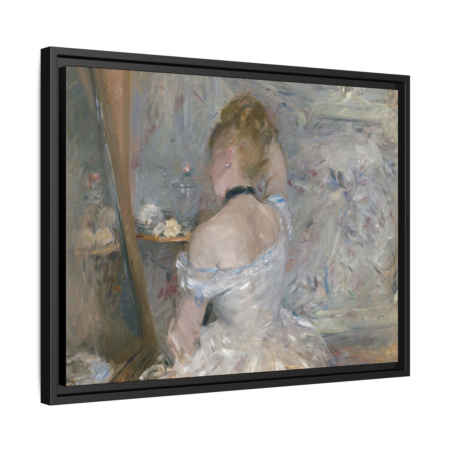 Morisot, Berthe - Woman at Her Toilette (1880) - Matte Canvas, Framed