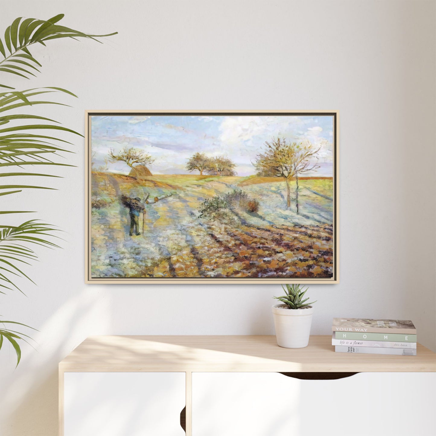 Pissarro, Camille - Hoarfrost (1873) - Matte Canvas, Framed