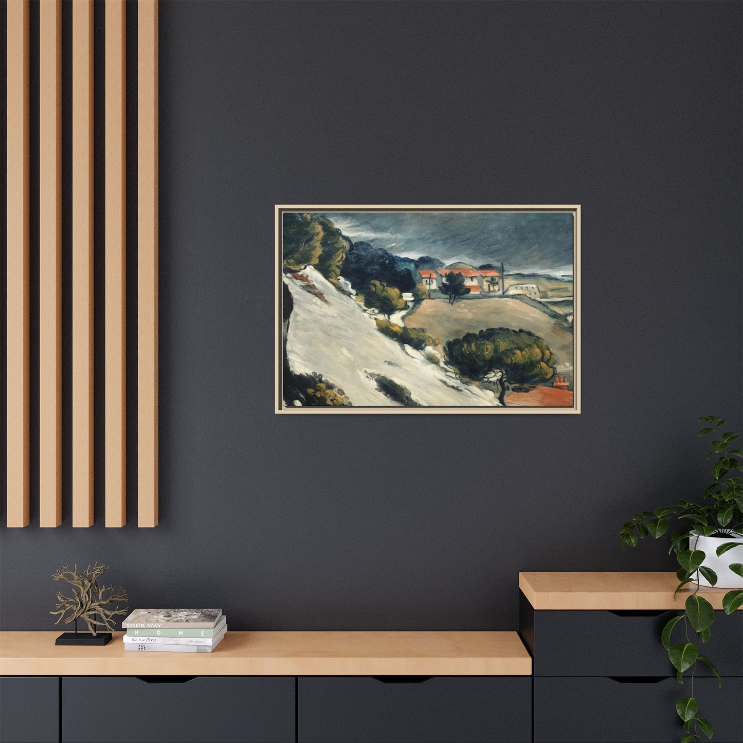 Cézanne, Paul - L’Estaque, Melting Snow (1870) - Matte Canvas, Framed