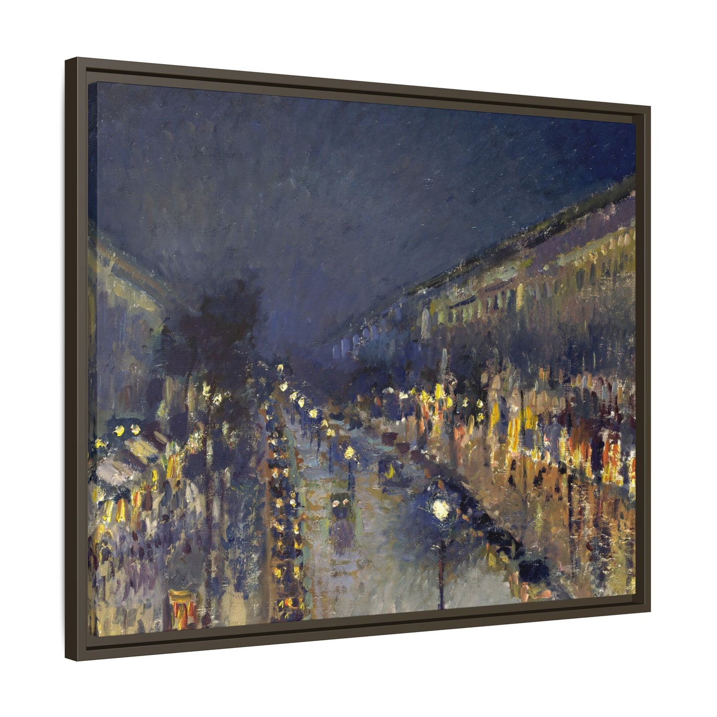 Pissarro, Camille - The Boulevard Montmartre At Night (1897) - Matte Canvas, Framed