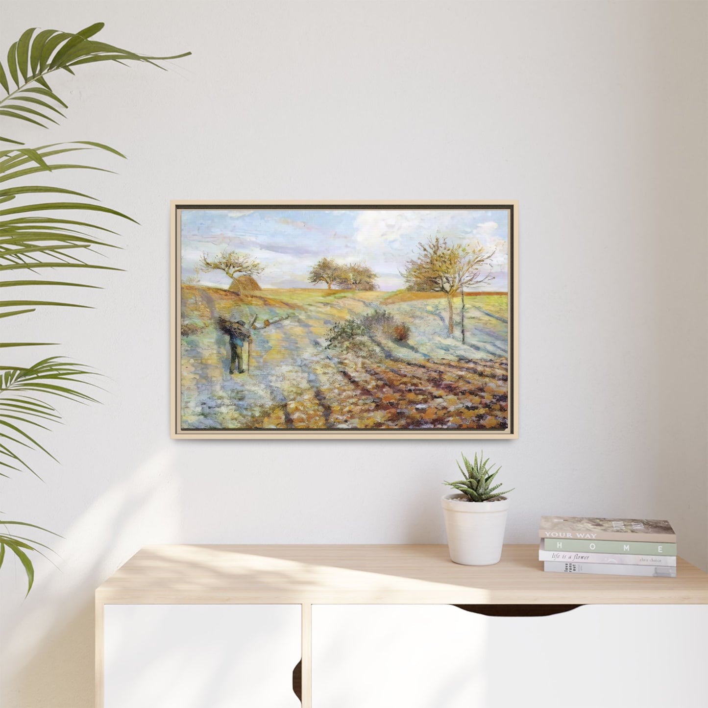 Pissarro, Camille - Hoarfrost (1873) - Matte Canvas, Framed