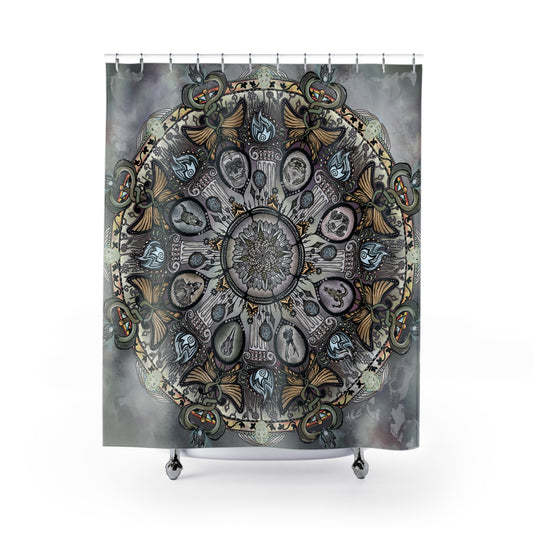 Memento Mori Mandala - Shower Curtains