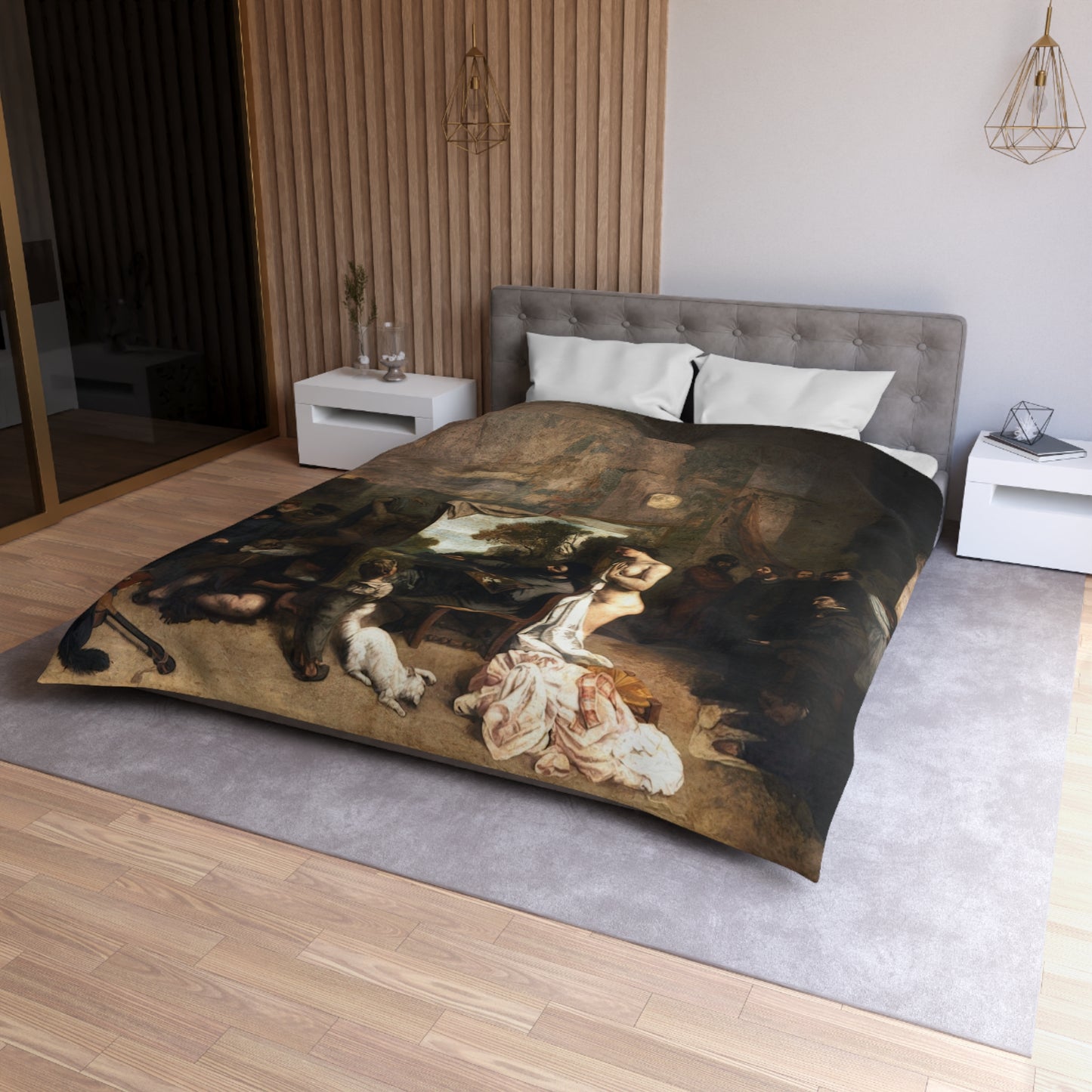 Courbet, Gustave - The Painter’s Studio (1855) - Microfiber Duvet Cover