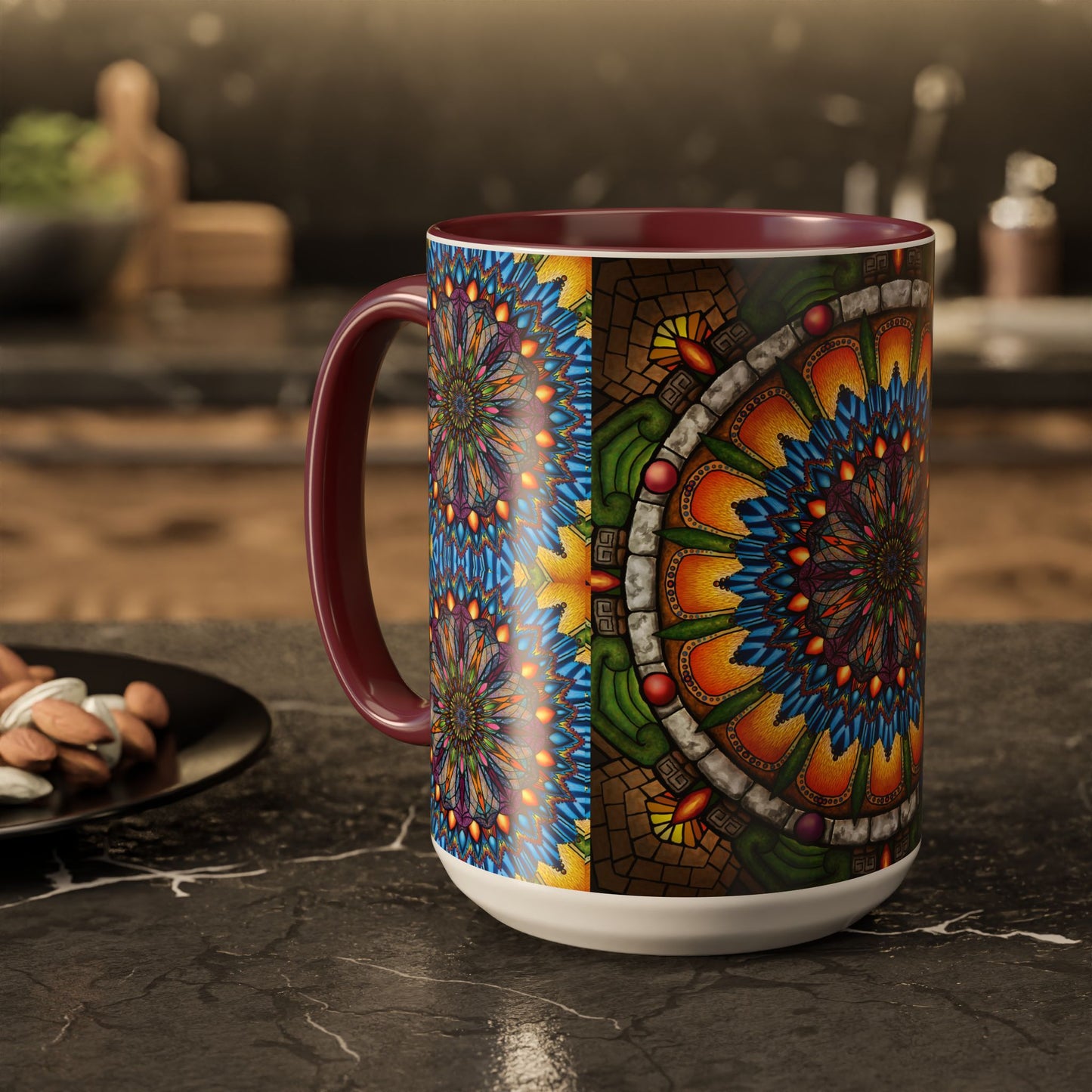 Pacio, Adam - Emerald Arrows Mandala - Colorful Accent Mugs