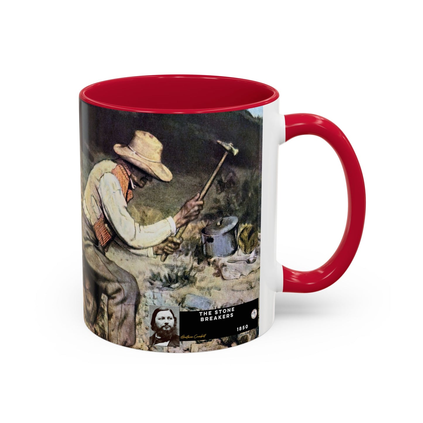 Courbet, Gustave - The Stone Breakers (1850) - Colorful Accent Mugs