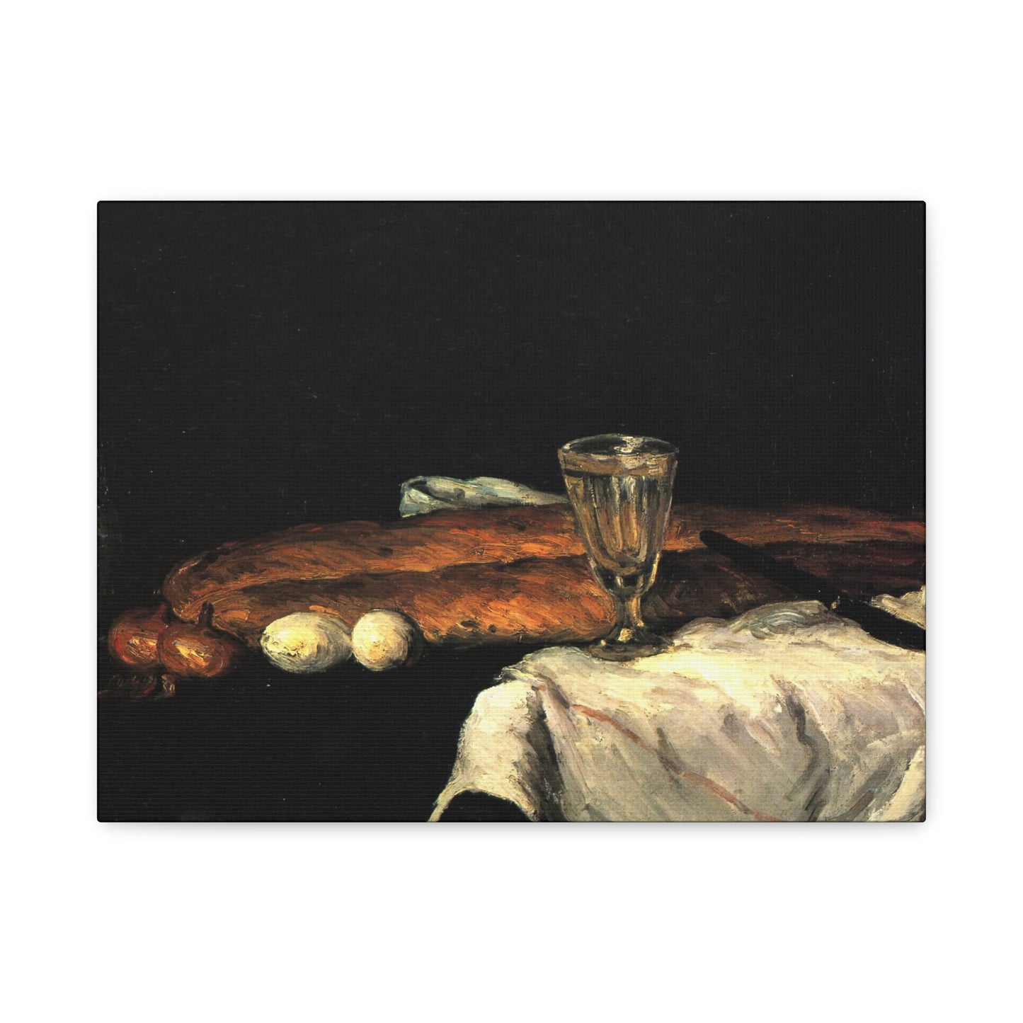 Cézanne, Paul - Still Life with Bread and Eggs (1865) - Canvas Block, unframed