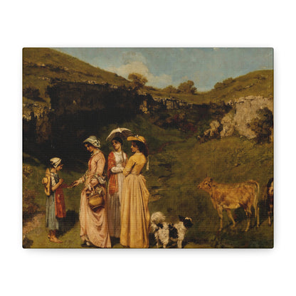 Courbet, Gustave - Young Ladies of the Village (1851) - Canvas Block, unframed