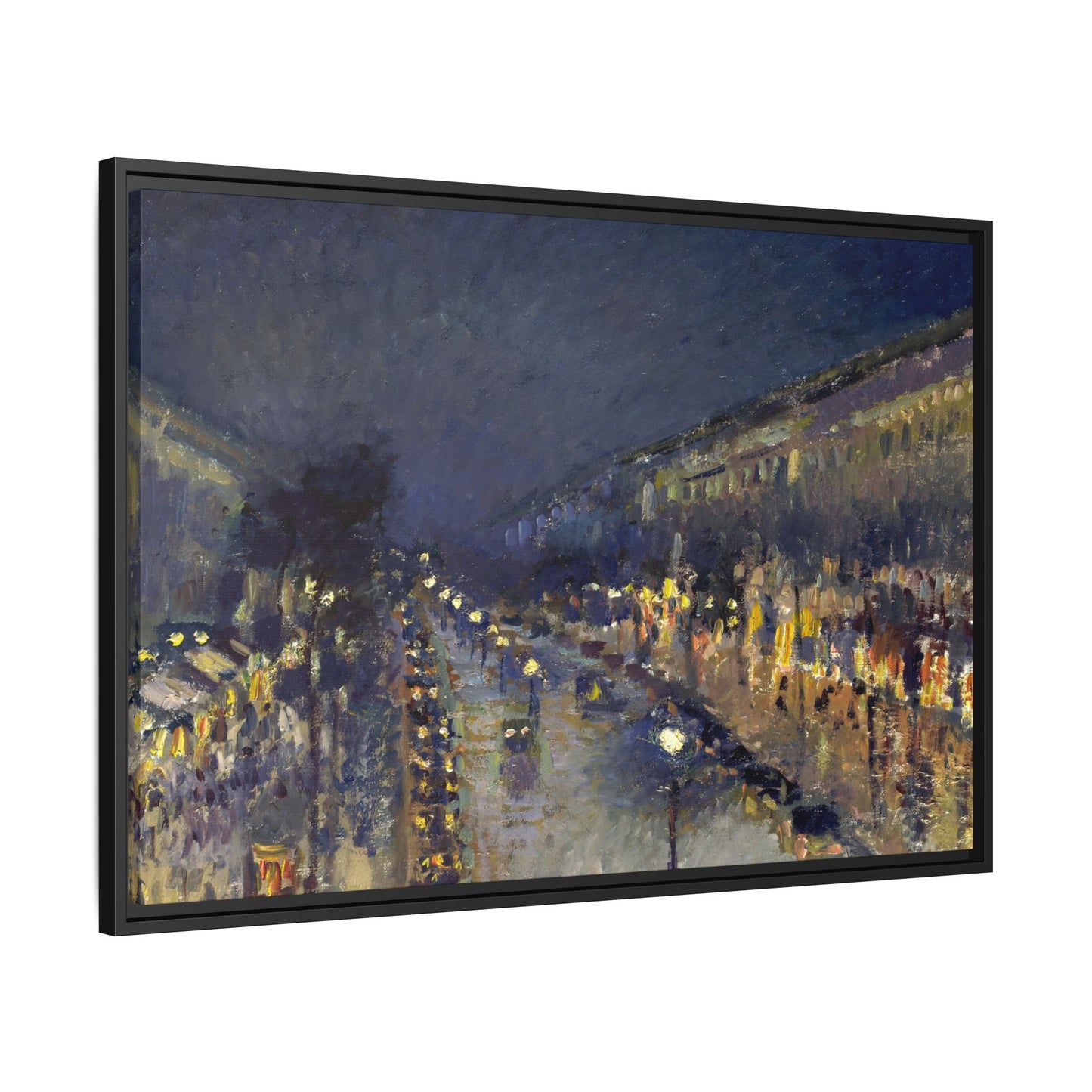 Pissarro, Camille - The Boulevard Montmartre At Night (1897) - Matte Canvas, Framed