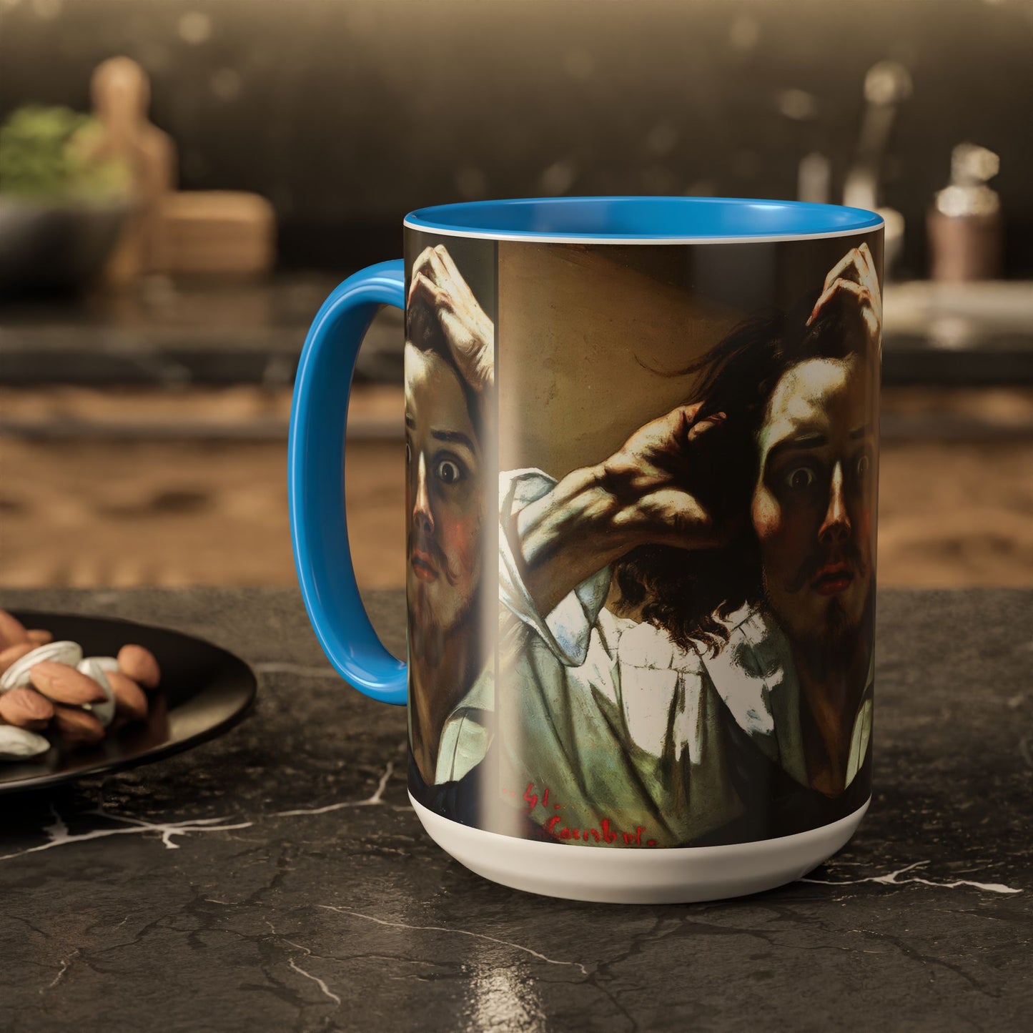 Courbet, Gustave - The Desperate Man (1843) - Colorful Accent Mugs