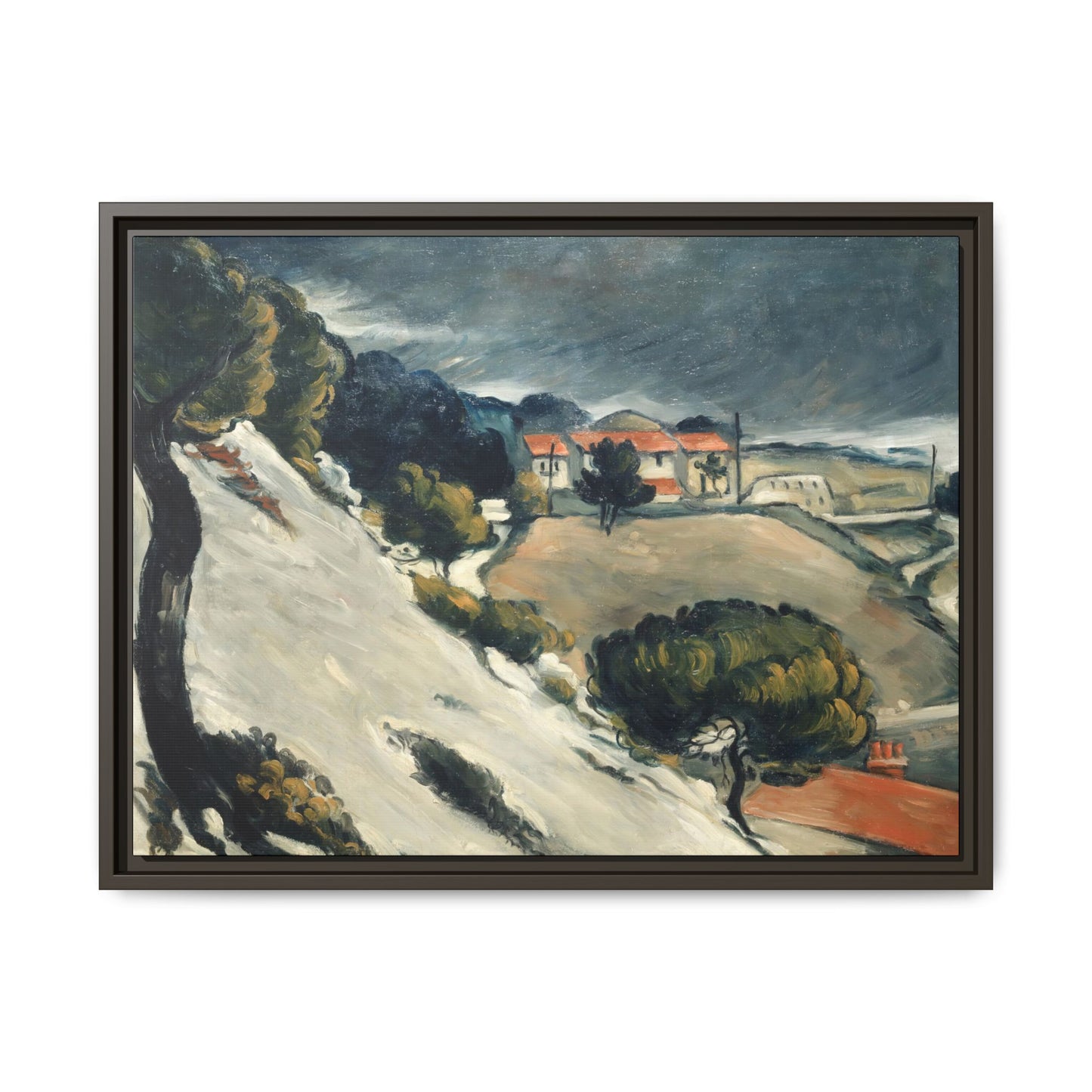 Cézanne, Paul - L’Estaque, Melting Snow (1870) - Matte Canvas, Framed