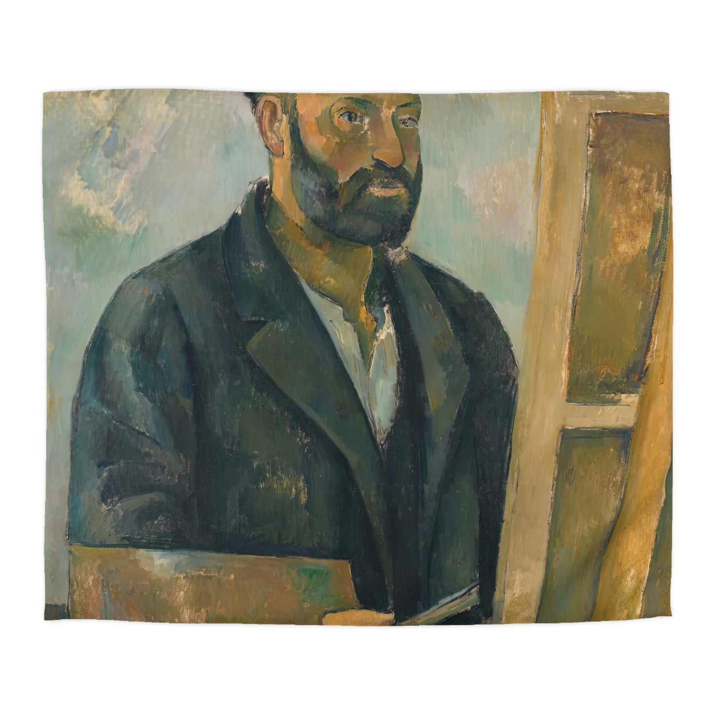 Cézanne, Paul - Portrait of the Artist with a Palette (1890) - Microfiber Duvet Cover
