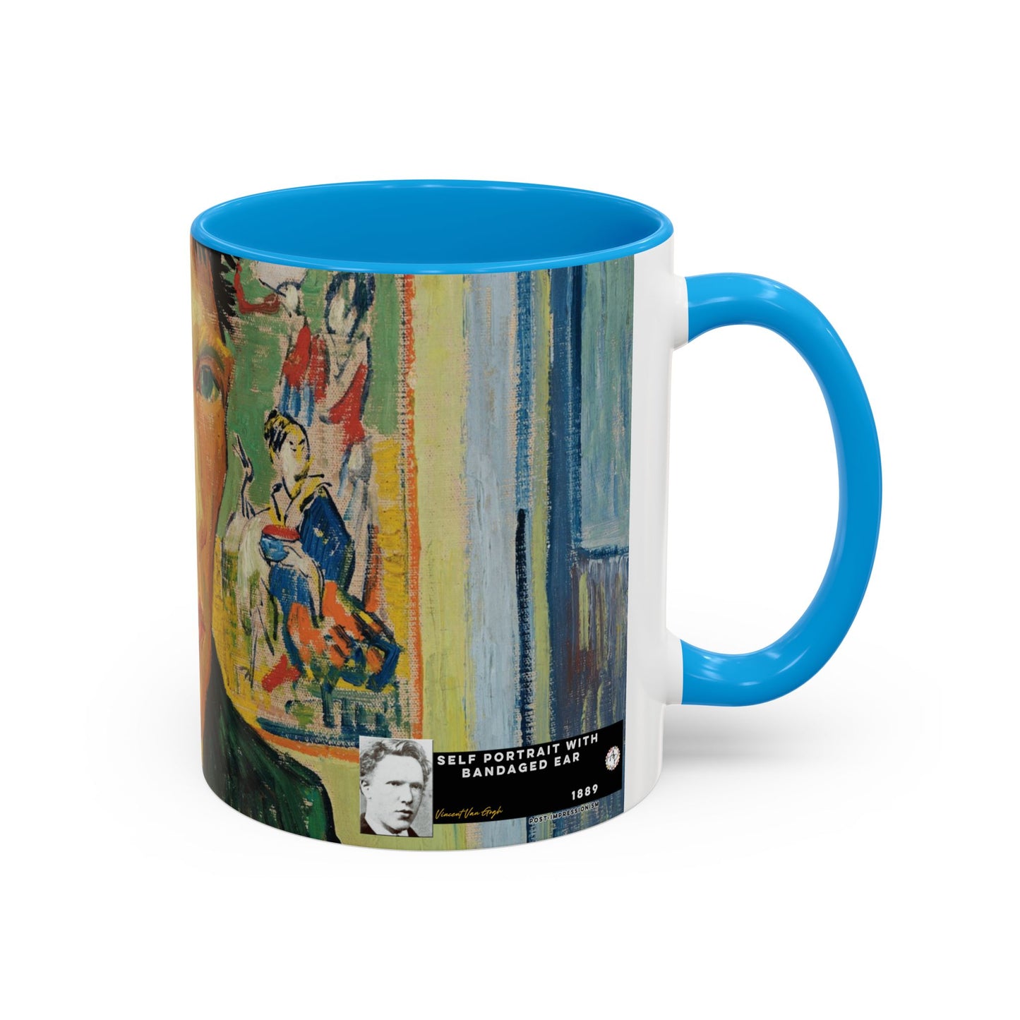 Van Gogh, Vincent - Self Portrait with Bandaged Ear (1889) - Colorful Accent Mugs