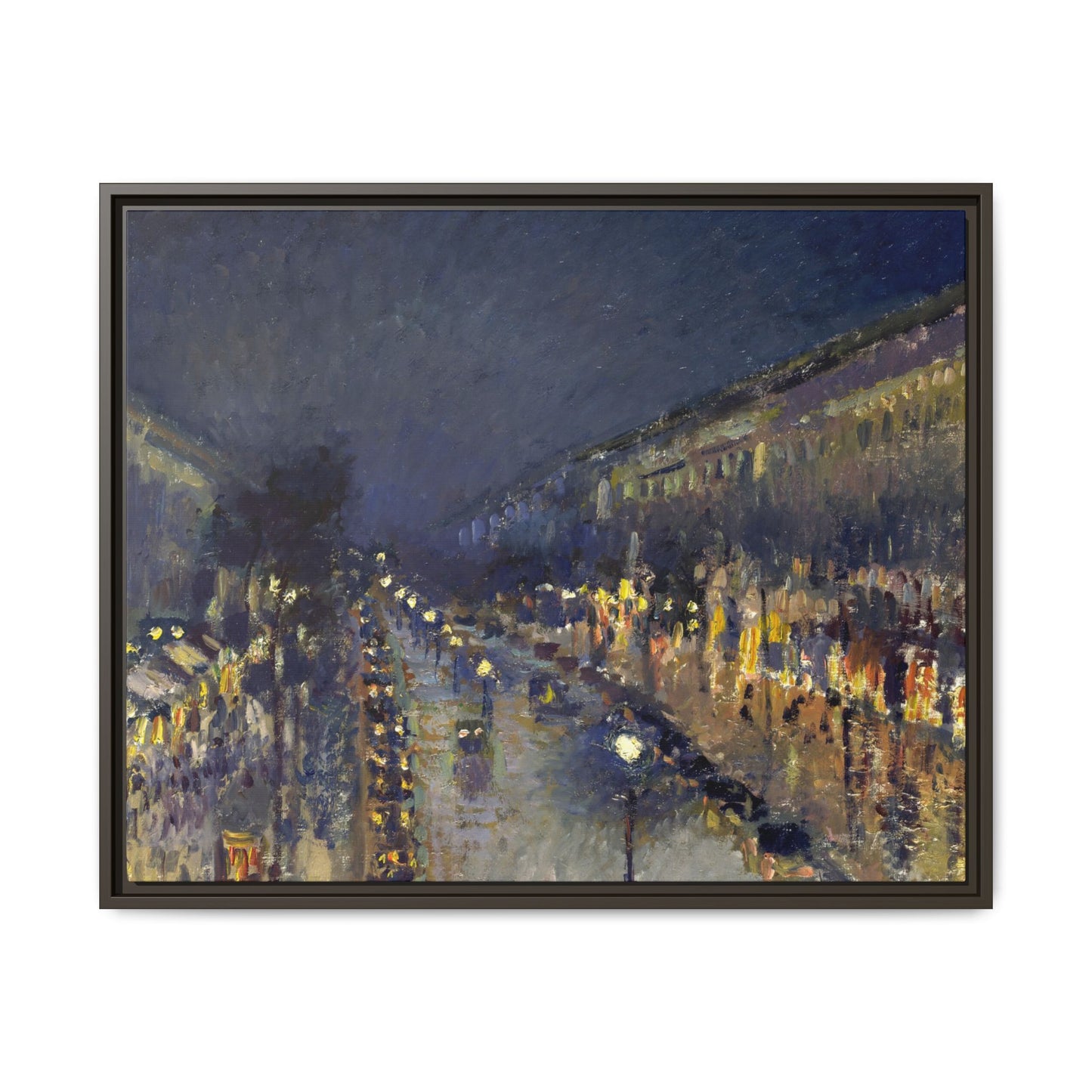 Pissarro, Camille - The Boulevard Montmartre At Night (1897) - Matte Canvas, Framed