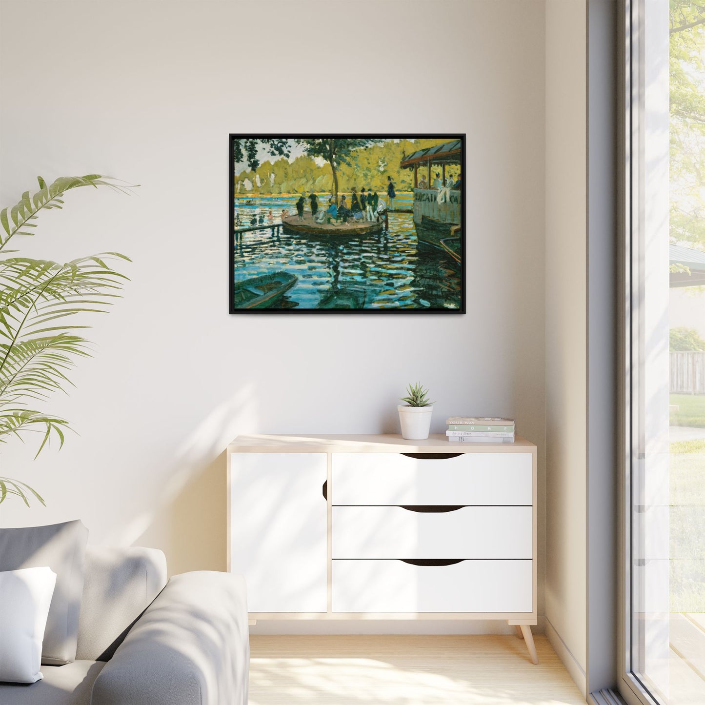 Monet, Claude - La Grenouillere (1869) - Matte Canvas, Framed
