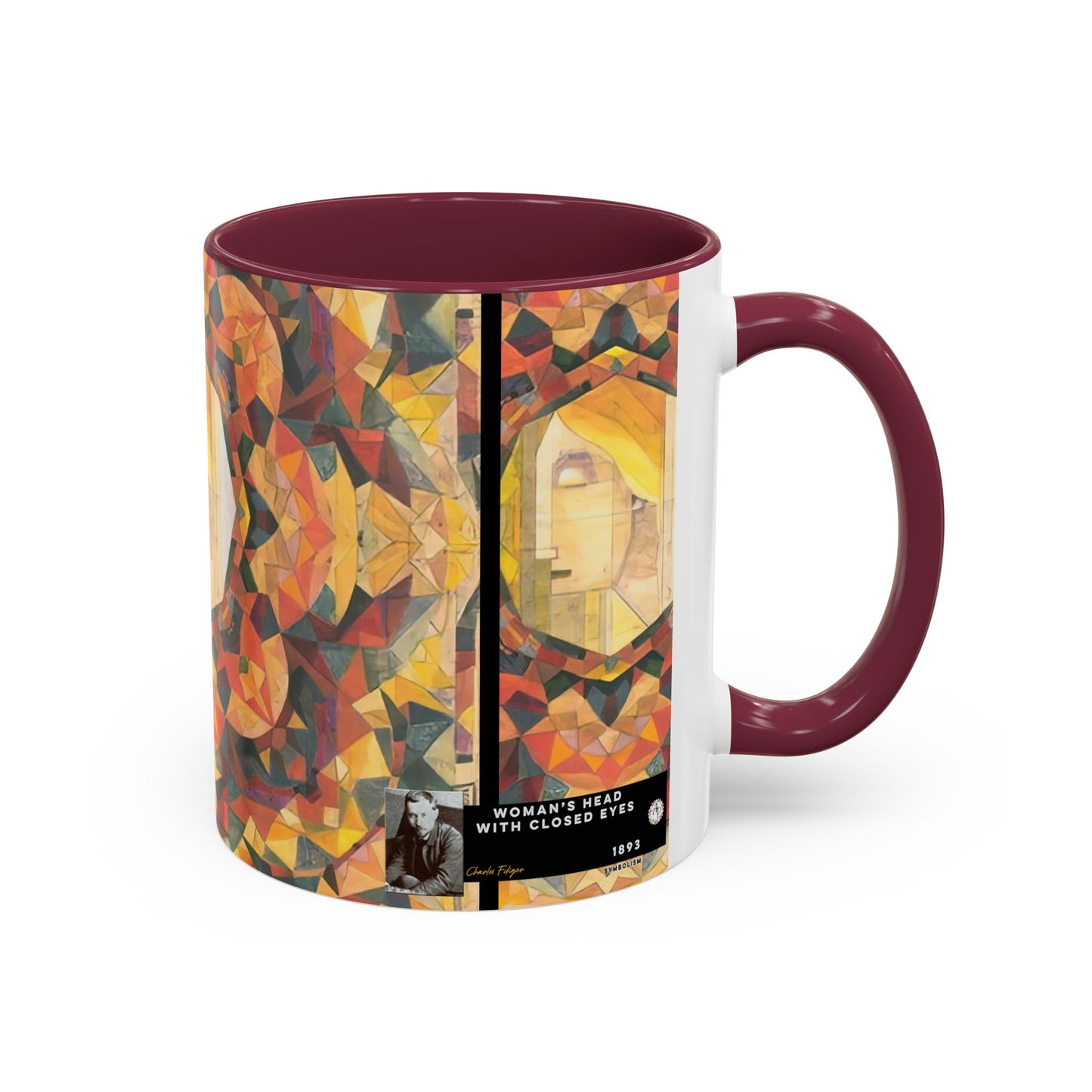 Filiger, Charles - Woman’s Head with Closed Eyes (1893) - Colorful Accent Mugs