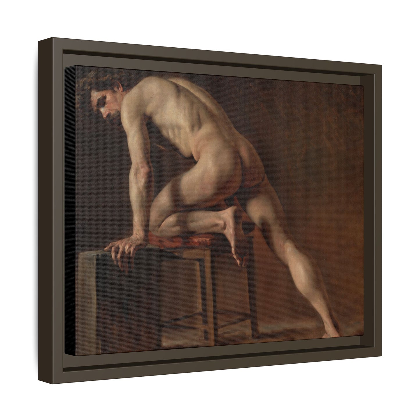 Courbet, Gustave - Study of a Nude Man (1840) - Matte Canvas, Framed