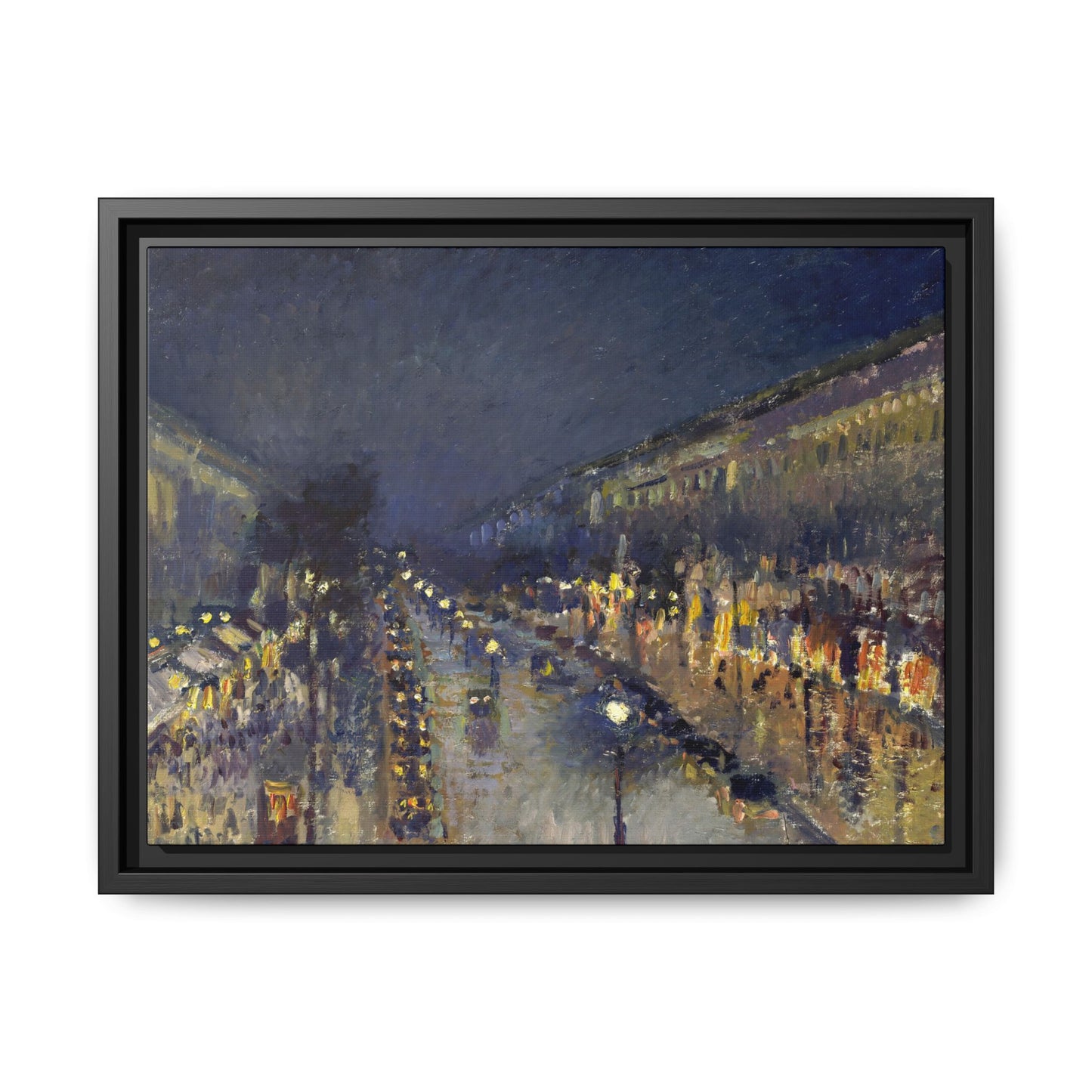Pissarro, Camille - The Boulevard Montmartre At Night (1897) - Matte Canvas, Framed