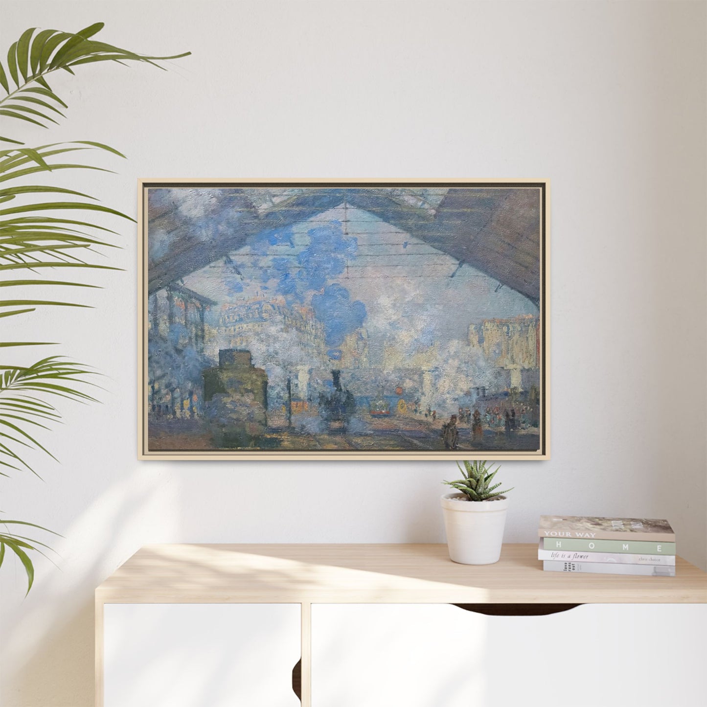 Monet, Claude - Le Gare Saint-Lazare (1877) - Matte Canvas, Framed