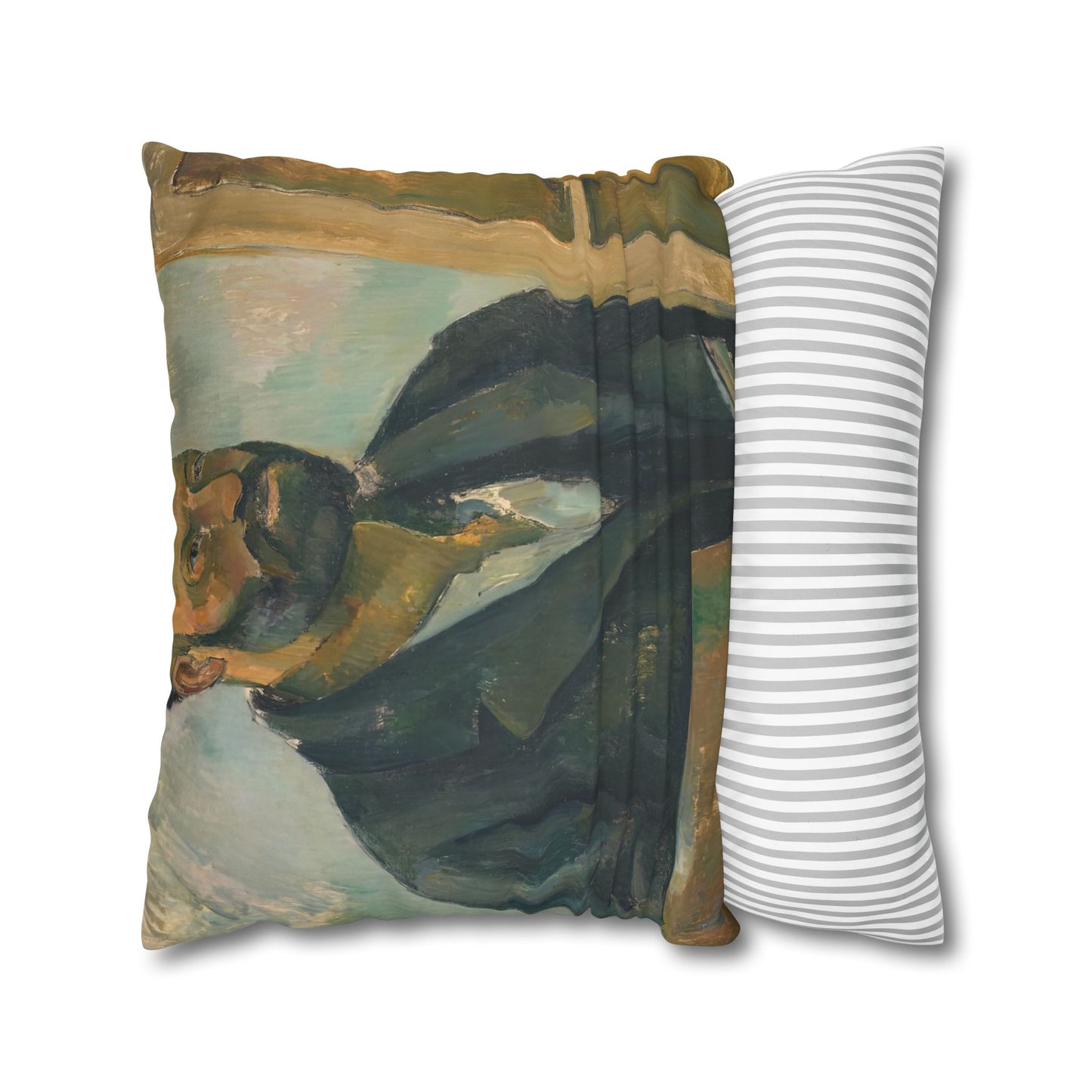 Cézanne, Paul - Portrait of the Artist with a Palette (1890) - Suede Square Pillowcase