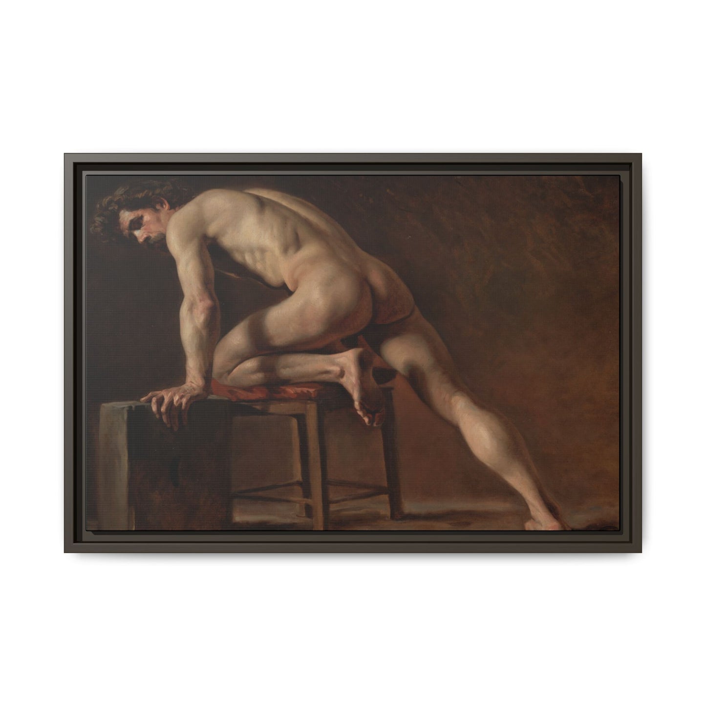 Courbet, Gustave - Study of a Nude Man (1840) - Matte Canvas, Framed