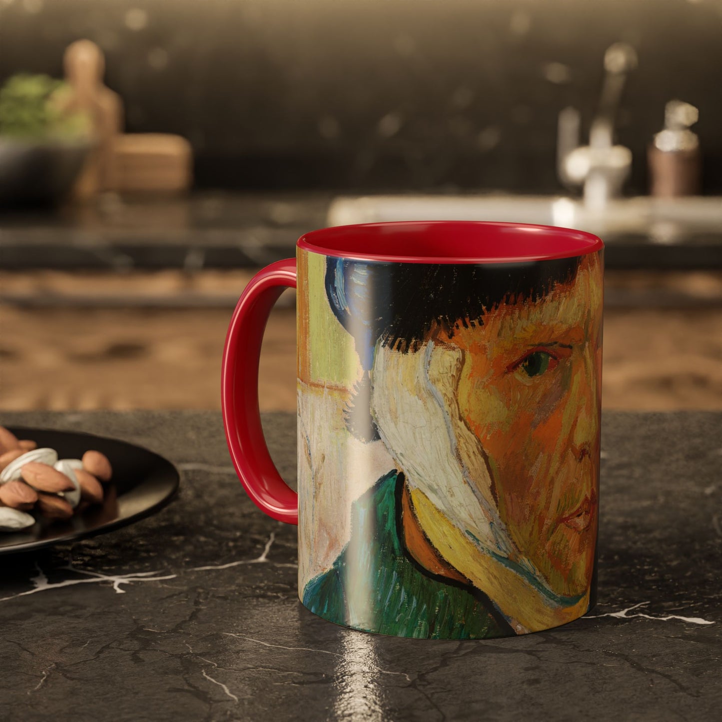 Van Gogh, Vincent - Self Portrait with Bandaged Ear (1889) - Colorful Accent Mugs
