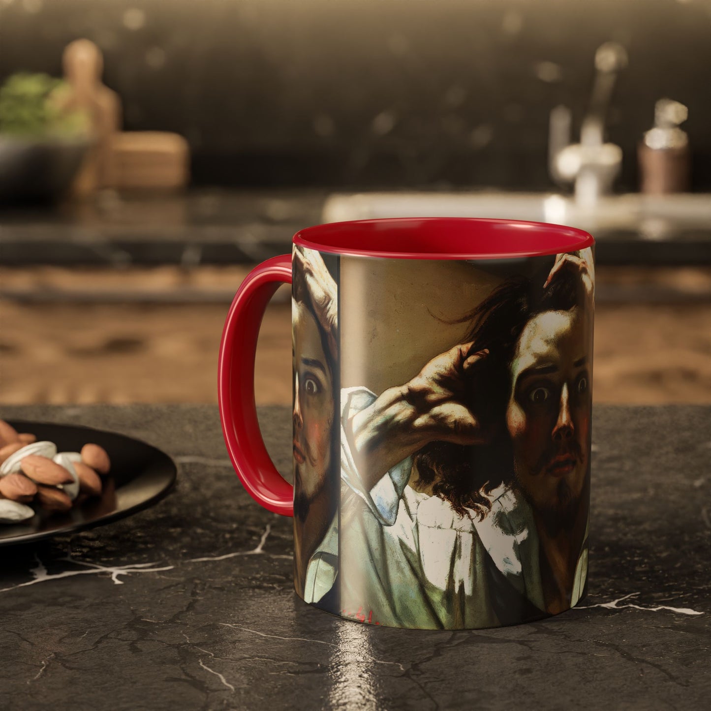 Courbet, Gustave - The Desperate Man (1843) - Colorful Accent Mugs