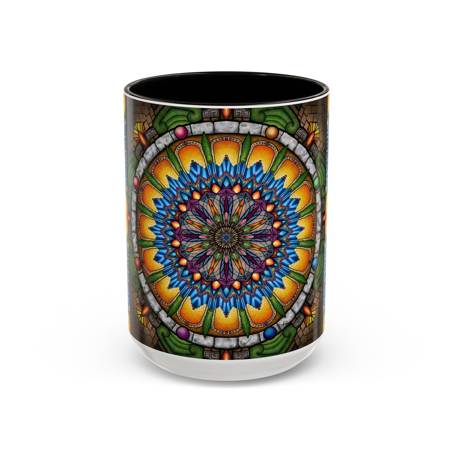 Pacio, Adam - Emerald Arrows Mandala - Colorful Accent Mugs