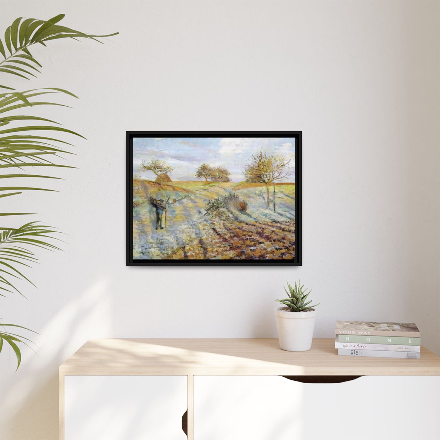 Pissarro, Camille - Hoarfrost (1873) - Matte Canvas, Framed