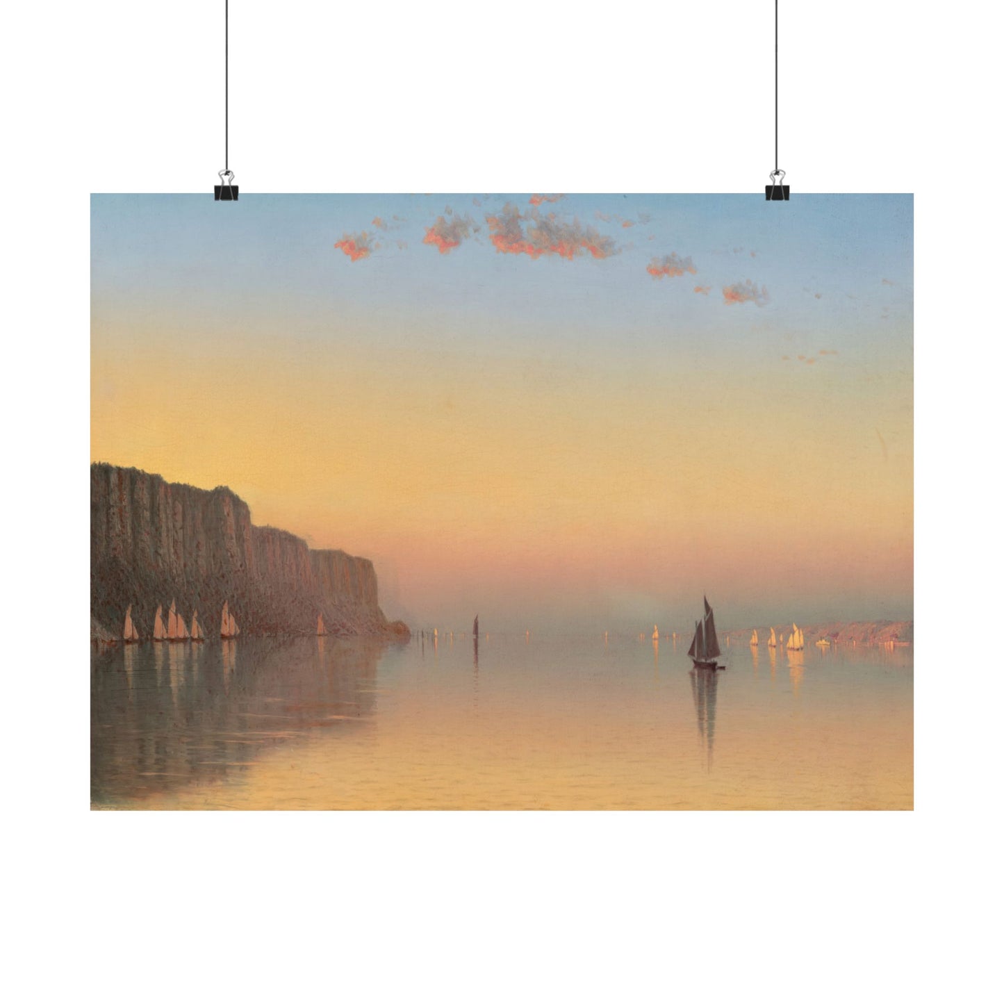 Gifford, Sanford Robinson -  Sunset on the Pallisades of the Hudson  (1879) - Satin Posters