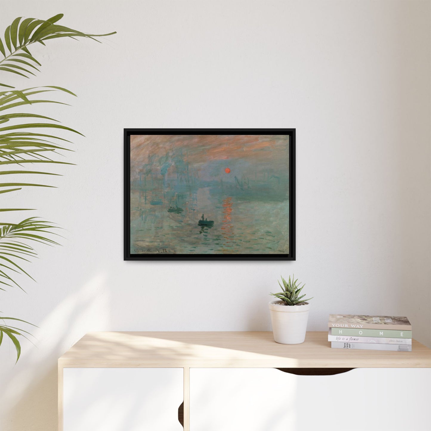 Monet, Claude - Impression, Sunrise (1872) - Matte Canvas, Framed